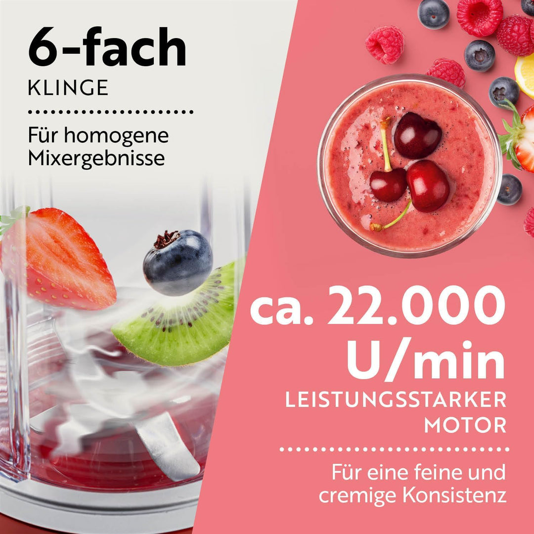 GOURMETmaxx Smoothie Maker & Standmixer 11tlg. Set - 1000W & 22.000 U/min | Elektrischer Mixer 700ml