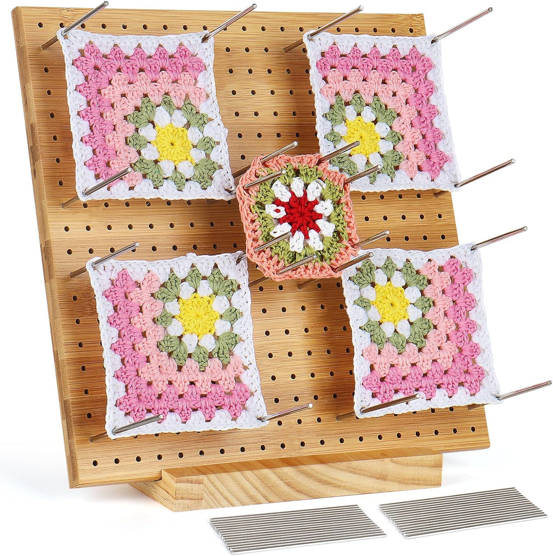 Coopay Granny Squares Blocking Board Gross, 28 x 28 cm Sperrbrett für Granny Square, Wooden Blocking