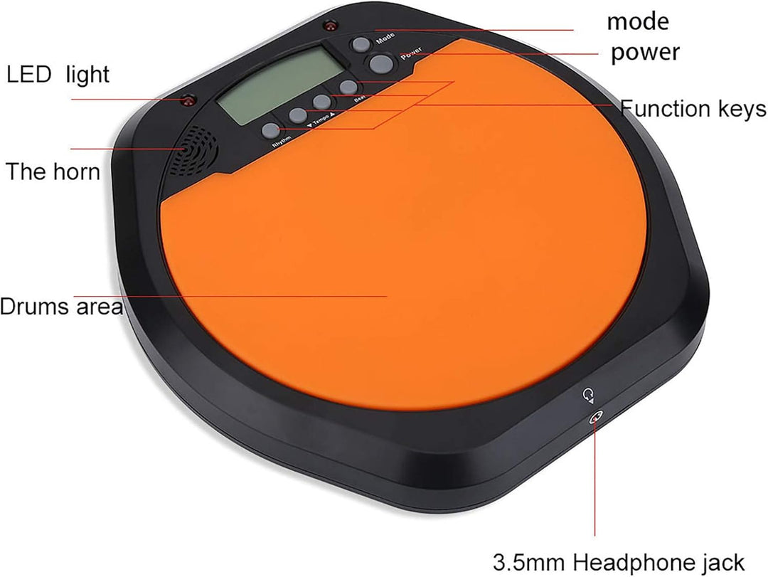 Digital Electronic Drummer Training Übungs-Drum-Pad-Metronom mit Kopfhörer-Musikinstrumentenzubehör