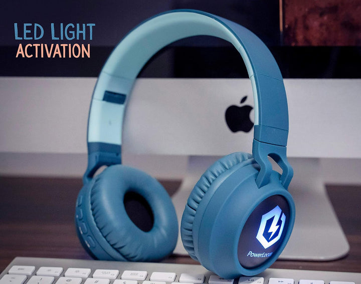 PowerLocus Kinderkopfhörer Bluetooth, Kinder Kopfhörer Over-Ear mit 85db Lautstärkebegrenzung LED-li