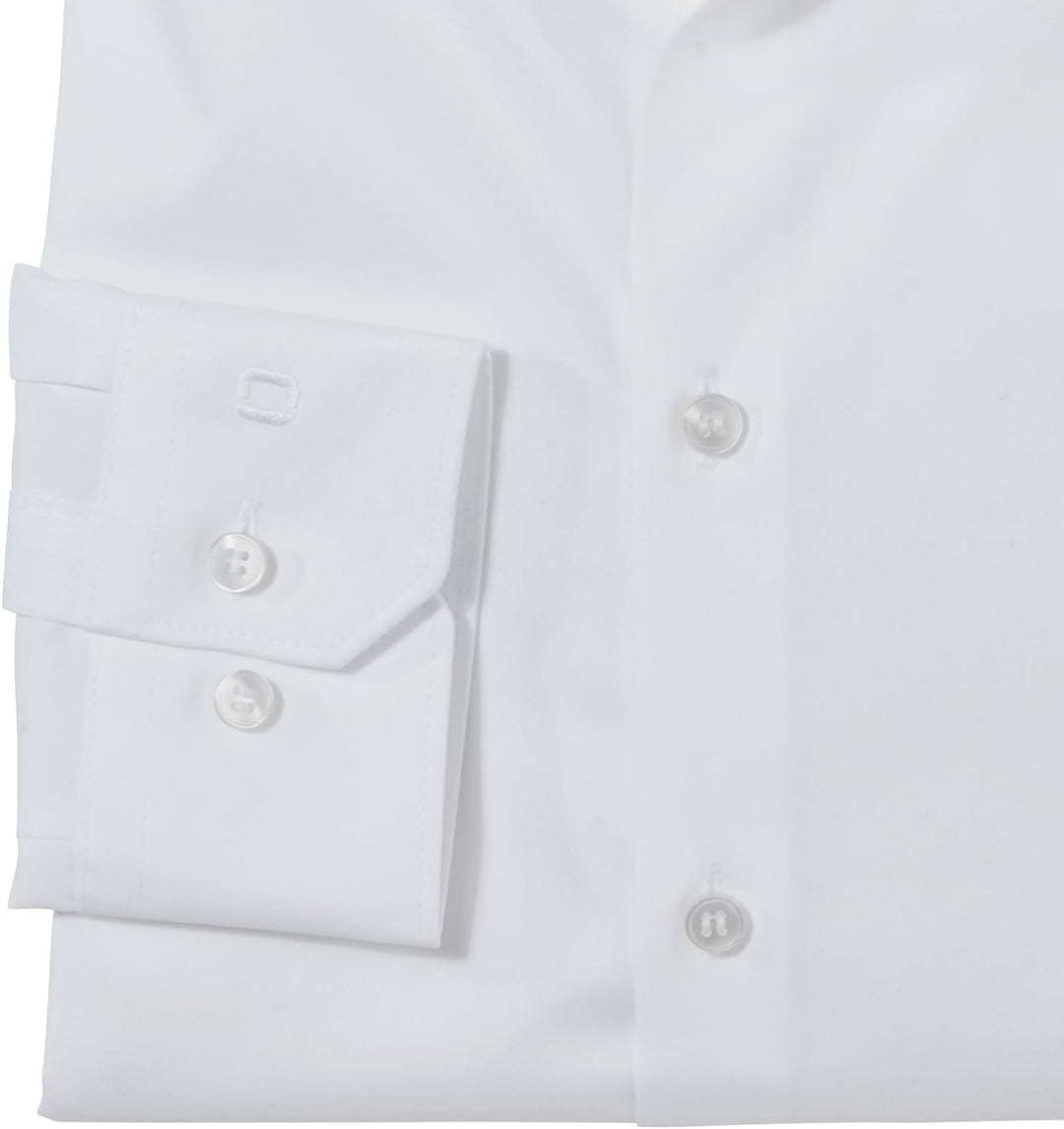 OLYMP Herren Businesshemd Langarm Level Five,Einfarbig,Body fit,Royal Kent, 43 Weiss 00