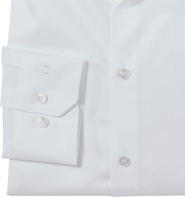 OLYMP Herren Businesshemd Langarm Level Five,Einfarbig,Body fit,Royal Kent 44 Weiss 00, 44 Weiss 00