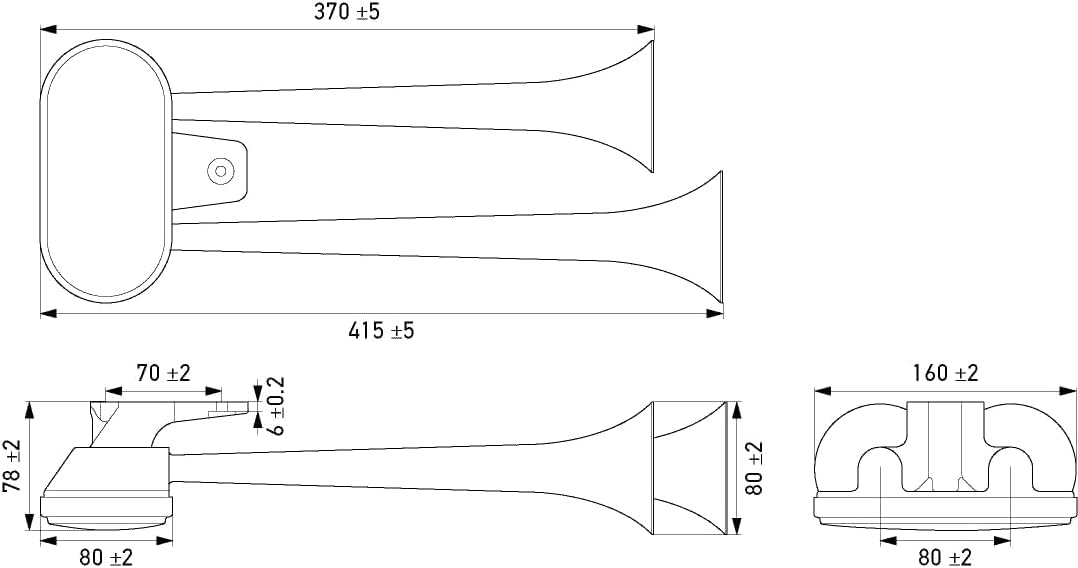 HELLA Fanfare CA34 - 24V - 115dB(A) - Frequenzbereich von: 300Hz - Frequenzbereich bis: 350Hz - Tief