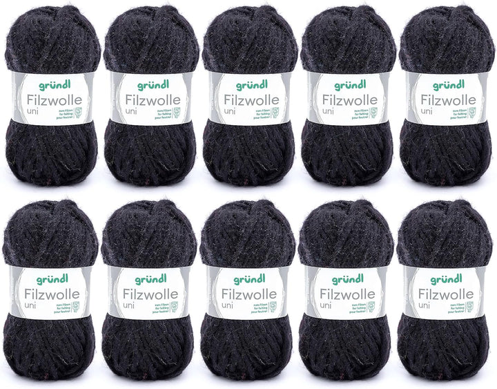 Gründl Filzwolle uni (Wolle zum Filzen, Stricken und Häkeln, Garn aus 100 % Schurwolle, 50 g / 50 m,