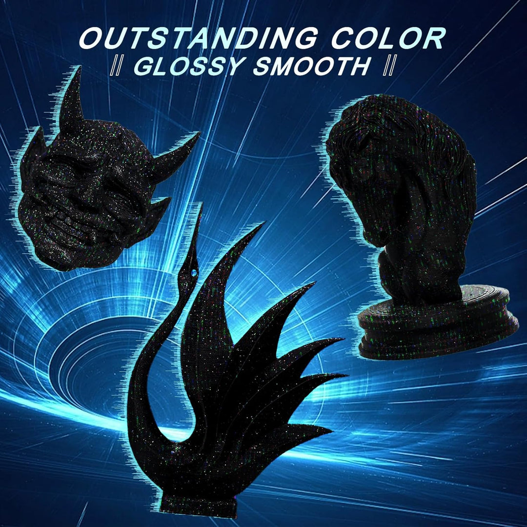 YOUSU 3D-Drucker-Filament, PLA-Filament, 1,75 mm, Laser-Paillette-Serie, Galaxy-Schwarz-Filament, 1