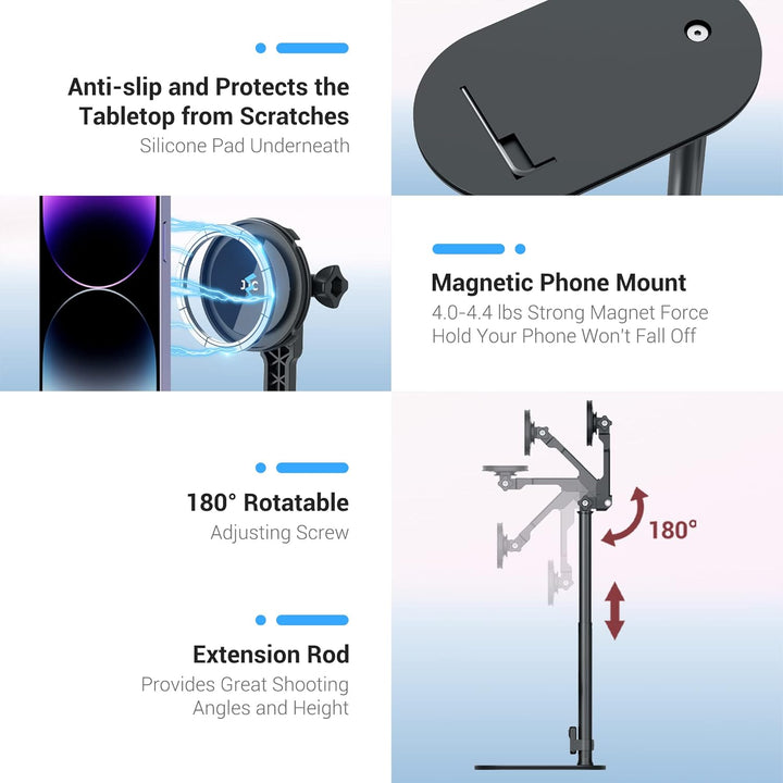 JJC Magnetischer Handy Halterung Filmen Ständer Schreibtisch für iPhone 14/13/12/Mag-Safe Hülle – Ha