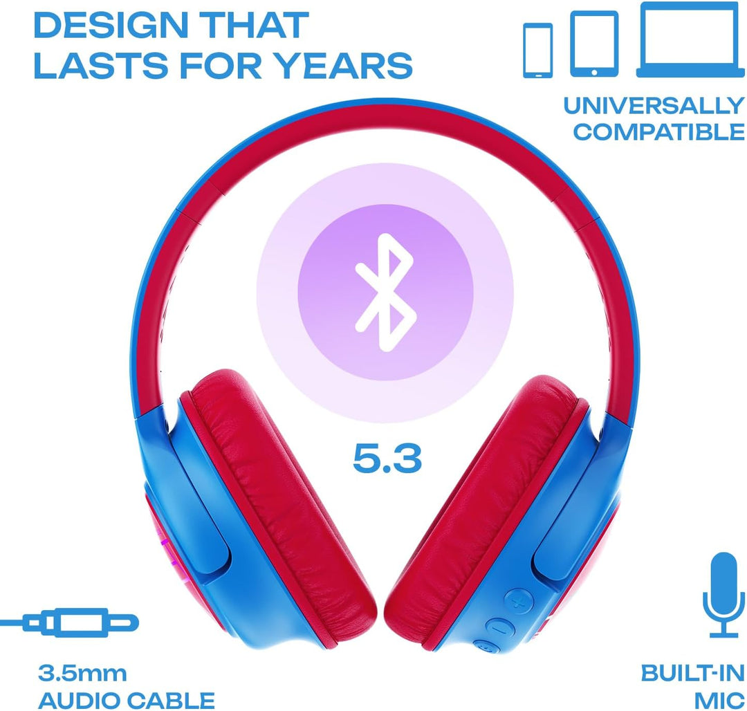 PowerLocus Bobo Bluetooth Kopfhörer Kinder, Kinderkopfhörer Over Ear mit 74/85/94dB Lautstärkebegren