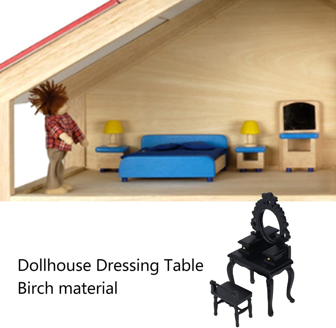 1:12 Puppenhaus Schminktisch Hocker Miniatur Schlafzimmer Möbel Modell Dekoration Basteln Puppenhaus