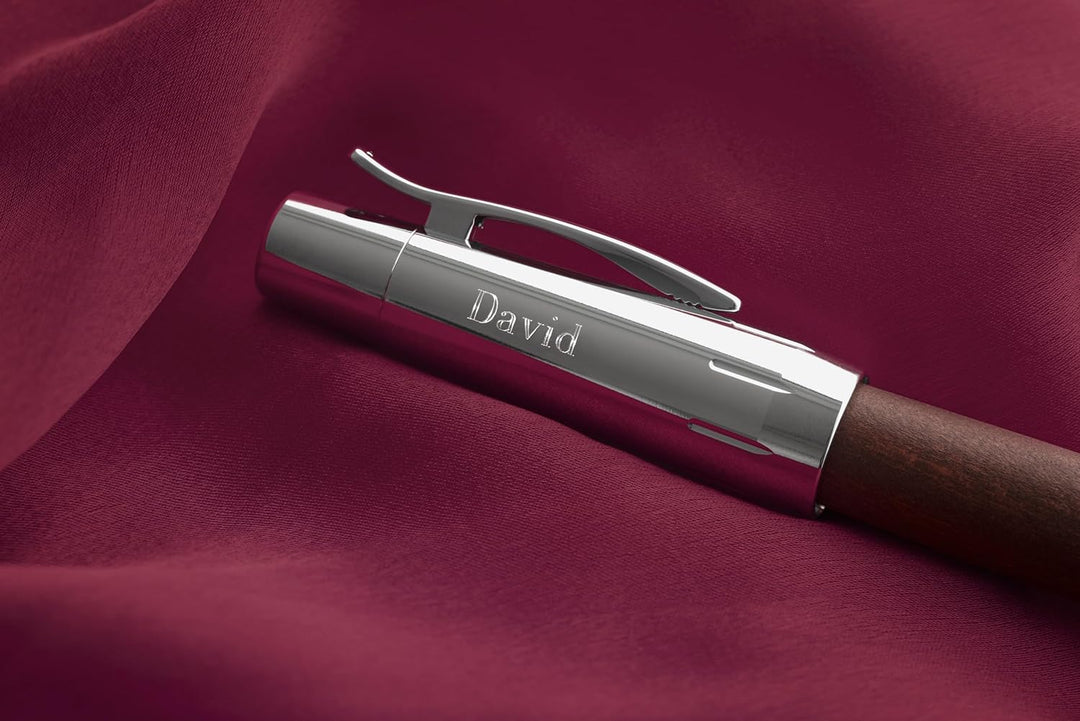 Faber-Castell 148215 - Tintenroller e-motion Holz/Chrom, Metallspitze 0,7 mm, inklusive Geschenkverp