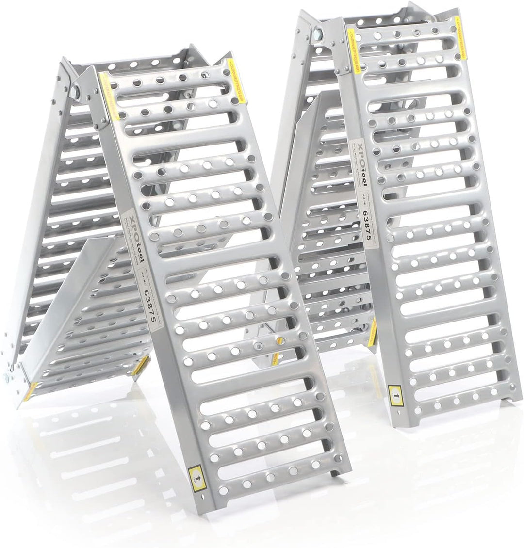 XPOtool 2X Auffahrrampe 340kg 3-Fach klappbar Verladerampen 197x23cm rutschfest Stahl für Motorrad