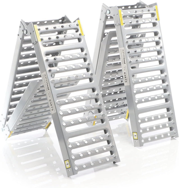 XPOtool 2X Auffahrrampe 340kg 3-Fach klappbar Verladerampen 197x23cm rutschfest Stahl für Motorrad