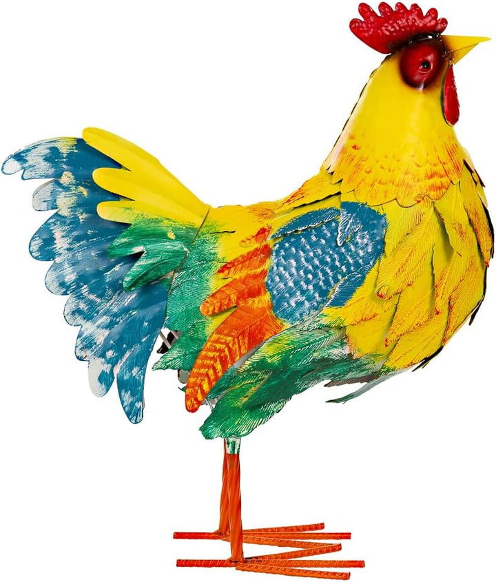 Riesiges schönes Metall Figurenpaar Hahn und Henne Set Gartenfigur Dekofigur Gartentierfigur (Hahn u