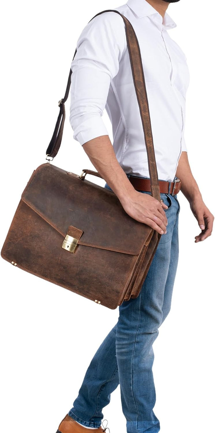 STILORD 'Morpheus' Aktentasche Leder Gross Herren XXL Businesstasche riesige Lehrertasche mit Laptop