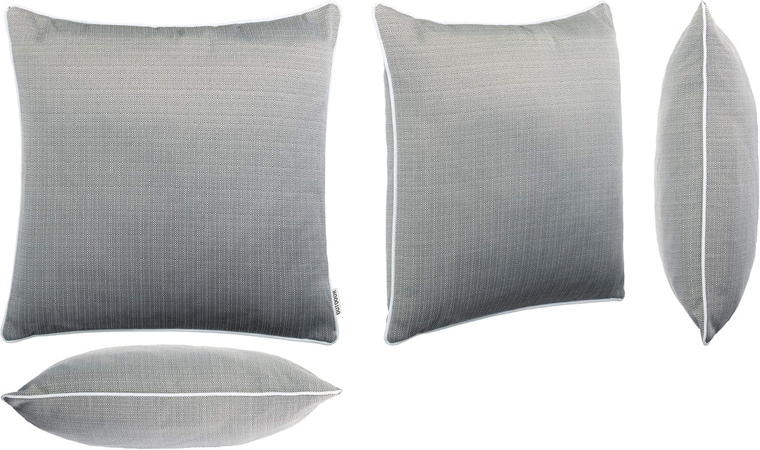 Brandsseller 6er Set Outdoor Kissen 45x45 cm – Wetterfeste Zierkissen mit Paspel in Walzoptik – Wass