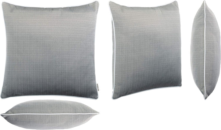 Brandsseller 6er Set Outdoor Kissen 45x45 cm – Wetterfeste Zierkissen mit Paspel in Walzoptik – Wass