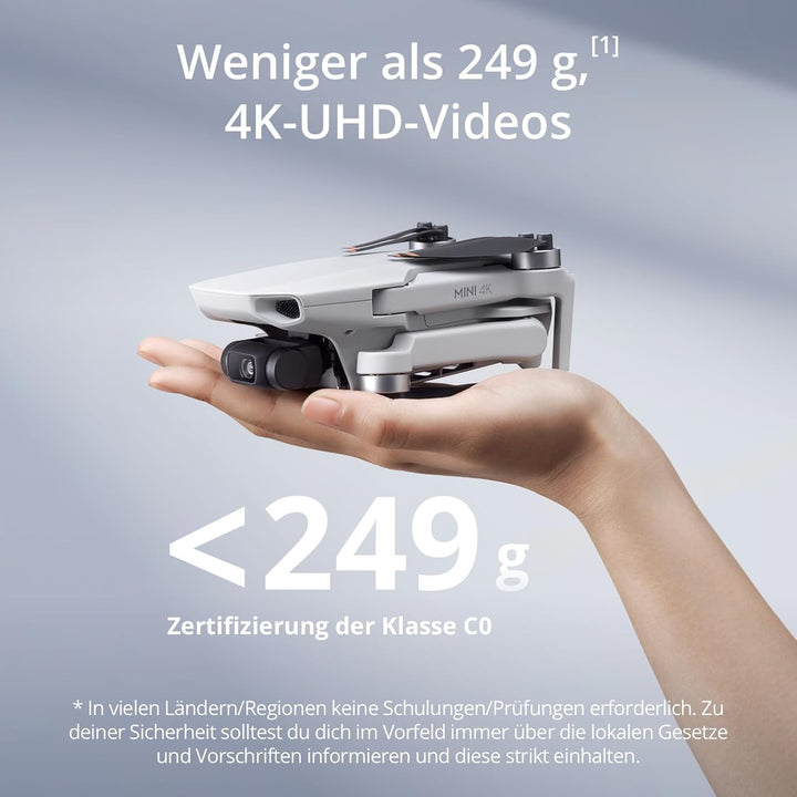 DJI Mini 4K Camera Drone Combo, Drohne mit 4K UHD Kamera für Erwachsene, unter 249 g, 3-Achsen Gimba