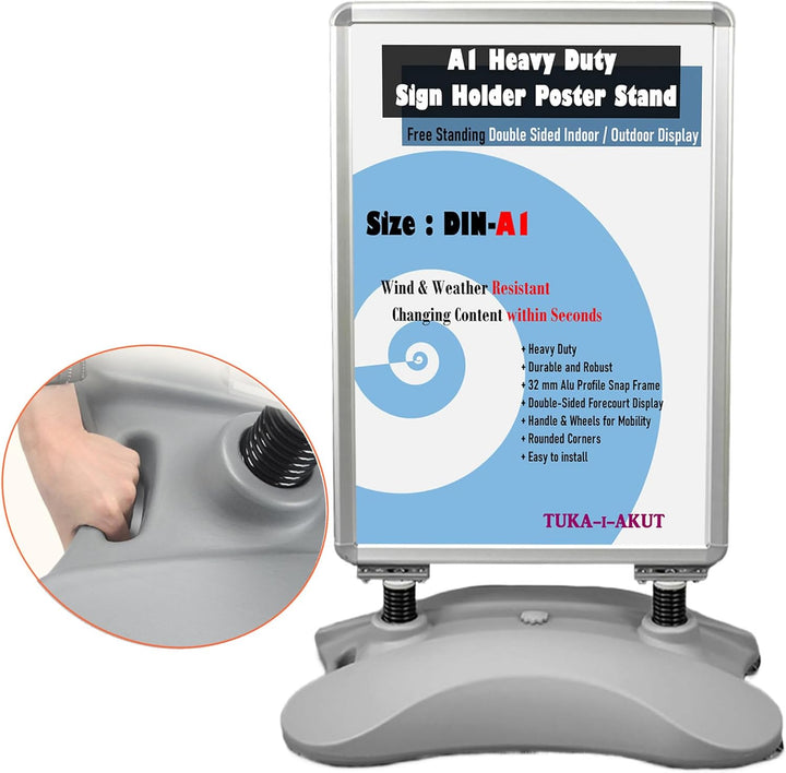 TUKA-i-AKUT A1 Kundenstopper Plakatständer Wind-Sign Beidseitig für 2 Plakate, Werbeaufsteller Mobil