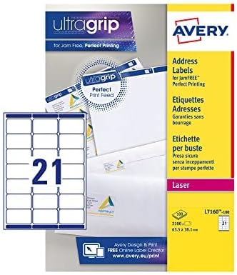 Adressetikett Avery Quickpeel 63.5x38.1 Weiss 100 Blatt 21 Etiketten pro Blatt