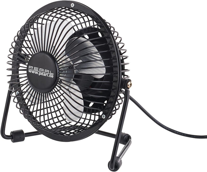 PEARL Ventilator USB: 2er-Set Mini-USB-Tischventilatoren, Vollmetall, neigbar um 360°, 2,5 W (Tisch-