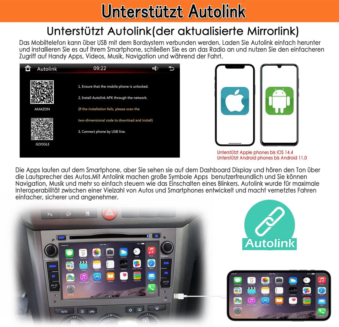 iFreGo 7 Zoll Radio,Autolink mit GPS,DVD,CD,RDS,2 Din Autoradio Bluetooth fĂŒr Opel Astra, Corsa, Vec