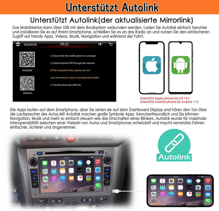 iFreGo 7 Zoll Radio,Autolink mit GPS,DVD,CD,RDS,2 Din Autoradio Bluetooth fĂŒr Opel Astra, Corsa, Vec