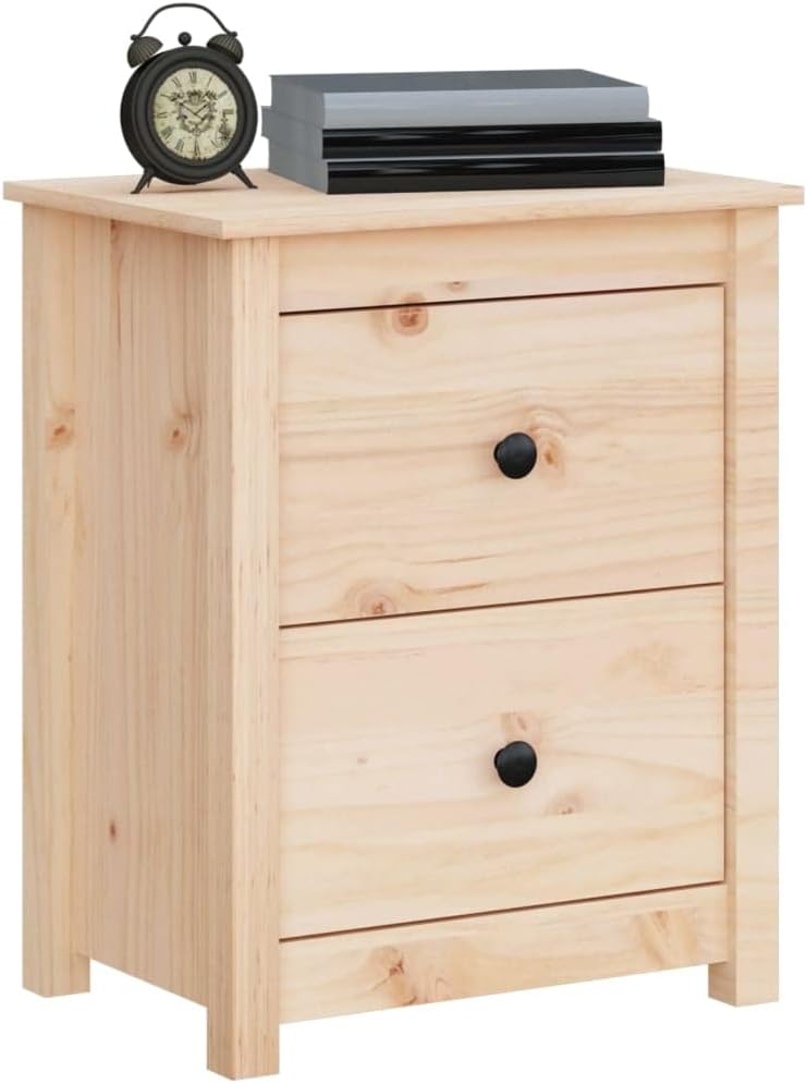 Bedside Table Nachtkonsole Beistelltisch mit Stauraum Night Stand Nachttisch 50x35x61,5 cm Massivhol