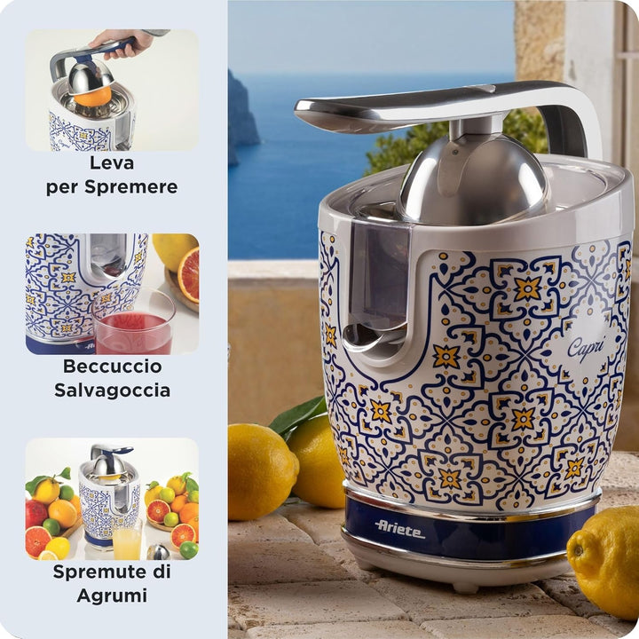 Ariete Zitruspresse 413, Capri blau und Weiss, blau und Weiss