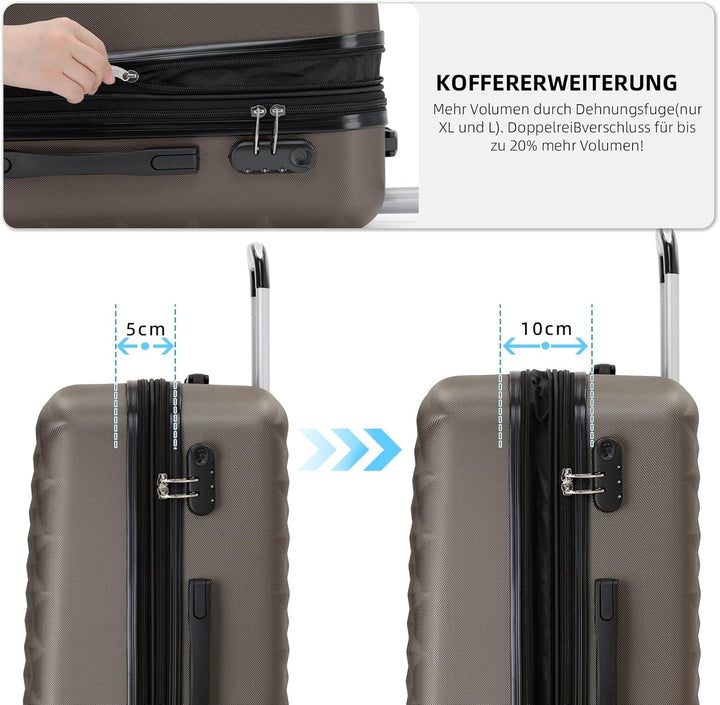 BEIBYE Trolley Koffer Reisekoffer Reisekofferset Gepäckset Kofferset 4 Zwillingsrollen Hartschale (C