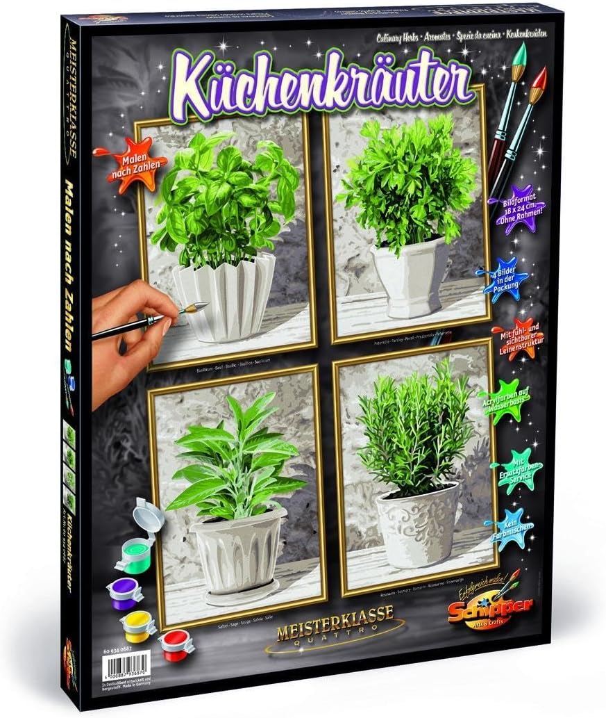 Schipper 609340687 Malen nach Zahlen, Küchenkräuter - Bilder malen für Erwachsene, inklusive Pinsel