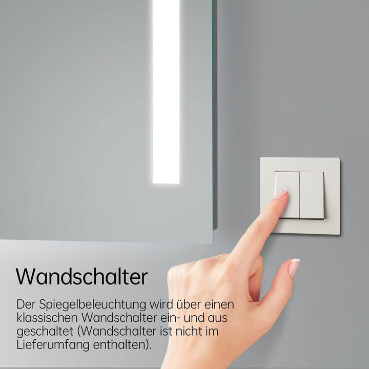 EMKE LED Badspiegel mit Beleuchtung 80x60cm Badezimmerspiegel kaltweiss Lichtspiegel Wandspiegel IP4