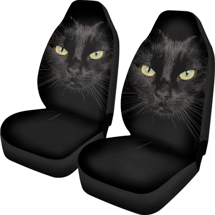 chaqlin Universal Black Cat Autositzbezug Set von 2 Front Full Auto Zubehör Schutzhülle Tasche für F