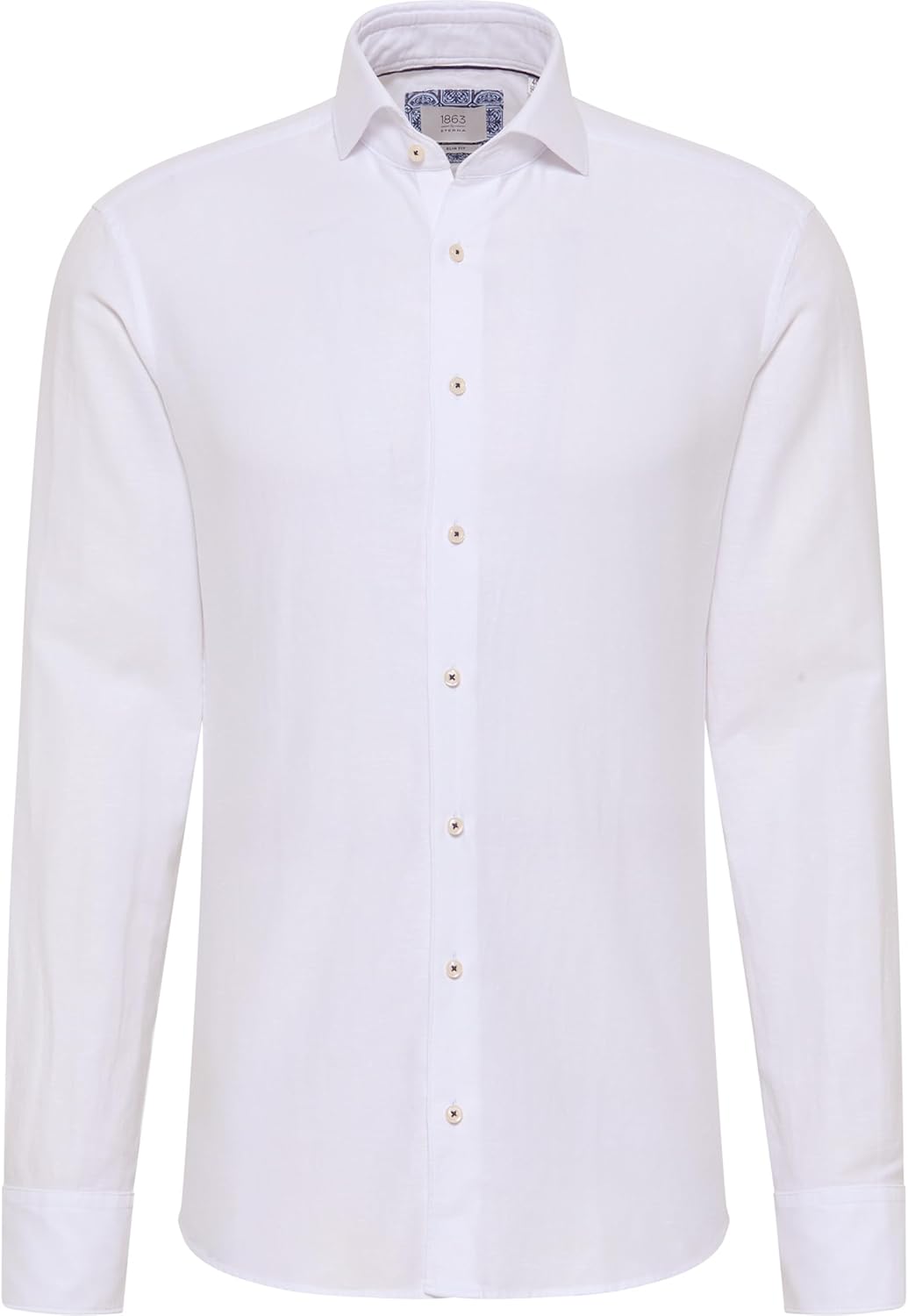 ETERNA Herren Linen Shirt Slim FIT 38 Kragen / 67 Ärmel Weiss, 38 Kragen / 67 Ärmel Weiss