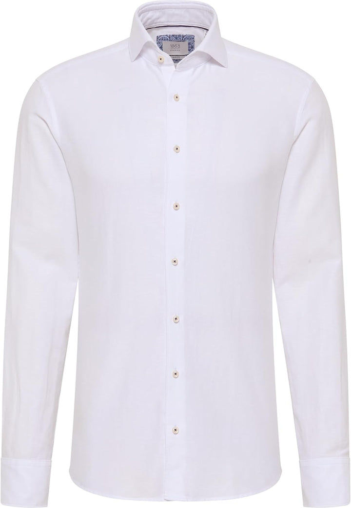ETERNA Herren Linen Shirt Slim FIT 38 Kragen / 67 Ärmel Weiss, 38 Kragen / 67 Ärmel Weiss
