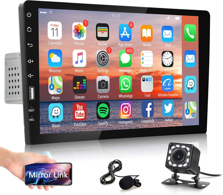 Autoradio 1 Din mit Bluetooth Freisprecheinrichtung IOS/Android Mirror Link 9 Zoll Touchscreen, mit