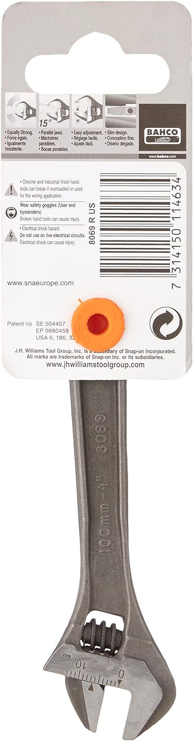 Bahco 8069 R Us Verstellbarer Einmaulschlüssel, 8069 R US 4-Inch Schwarz, 4-Inch Schwarz