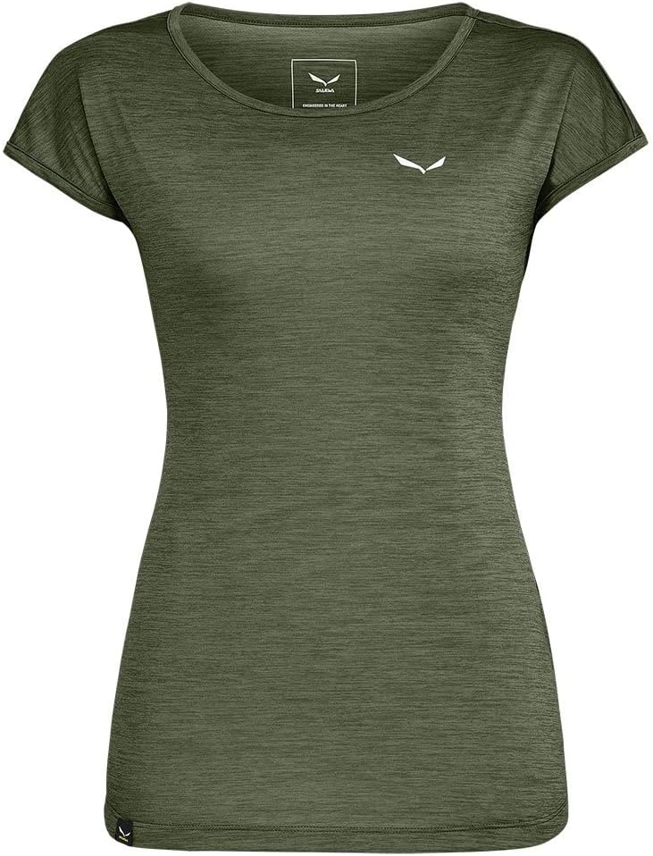Salewa Damen Puez Melange Dry W S/S Tee Blusen & T-shirts XXS Dark Olive Melange, XXS Dark Olive Mel
