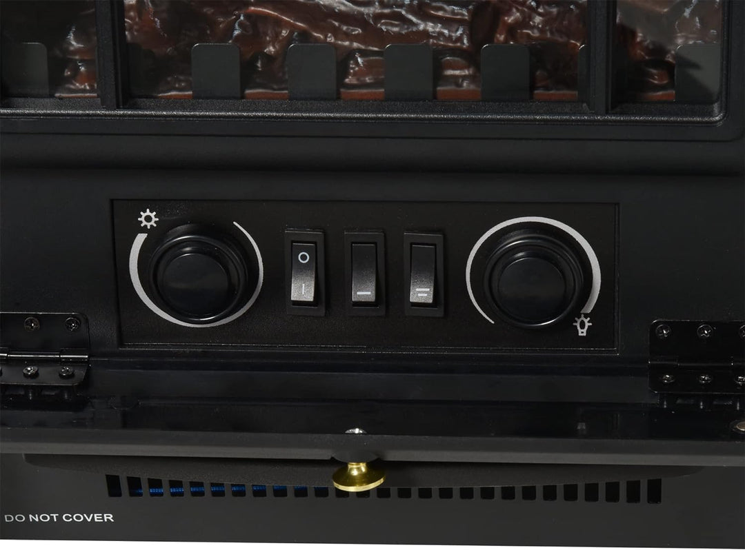 HOMCOM Elektrokamin Kaminofen Flammeneffekt 1000/2000W Überhitzungs-Schutz Metall Schwarz 45 x 28 x