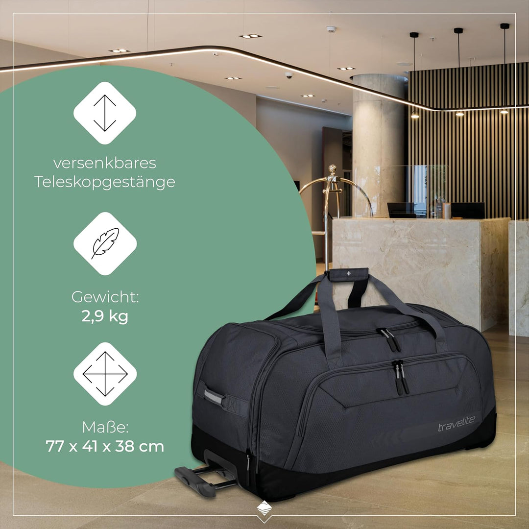 travelite Trolley Reisetasche Grösse XL, Gepäck Serie KICK OFF: Praktische Reisetasche mit Rollen fü
