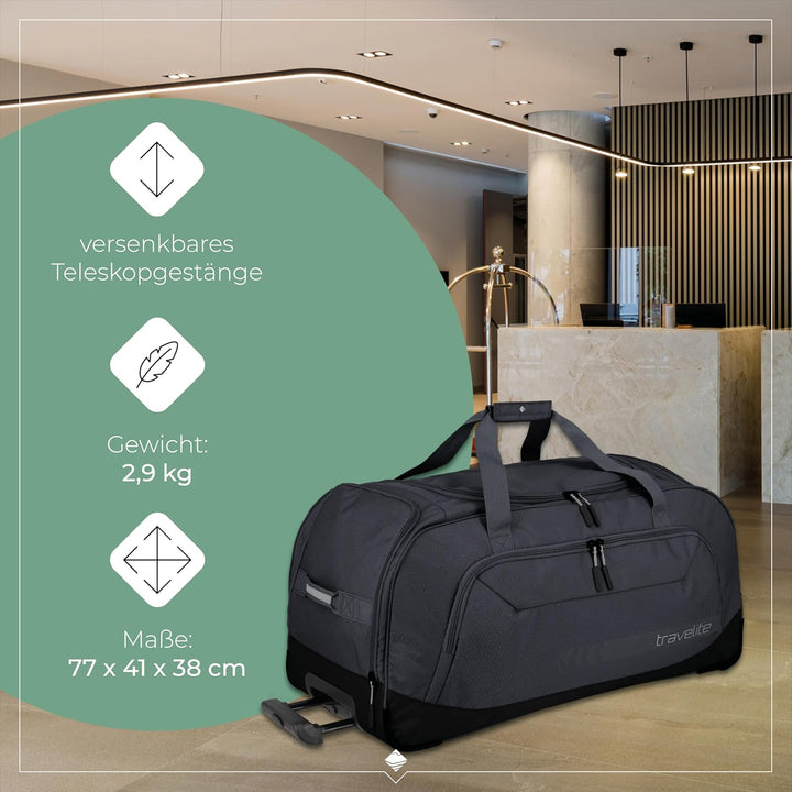 travelite Trolley Reisetasche Grösse XL, Gepäck Serie KICK OFF: Praktische Reisetasche mit Rollen fü