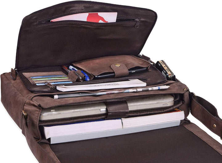 STILORD 'Rick' Schultertasche Leder für 15,6 Zoll Laptop Umhängetasche Aktentasche Bürotasche Unitas