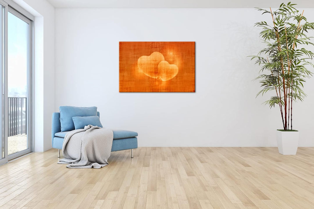deyoli leuchtende Herzen im Format: 80x60 als Leinwandbild, Motiv fertig gerahmt auf Echtholzrahmen,