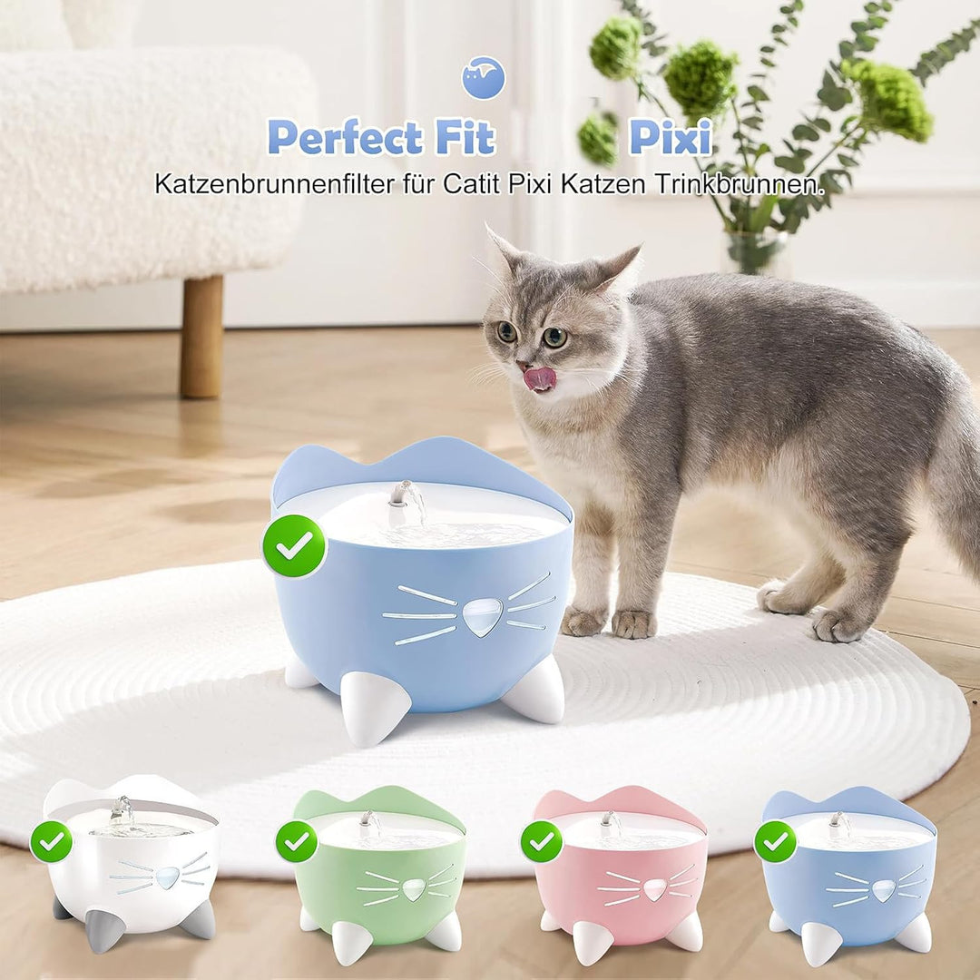 18 Stück Filter Katzenbrunnen für Catit Pixi Trinkbrunnen Ersatzfilter, 2,5L Katzen Wasser Brunnen F