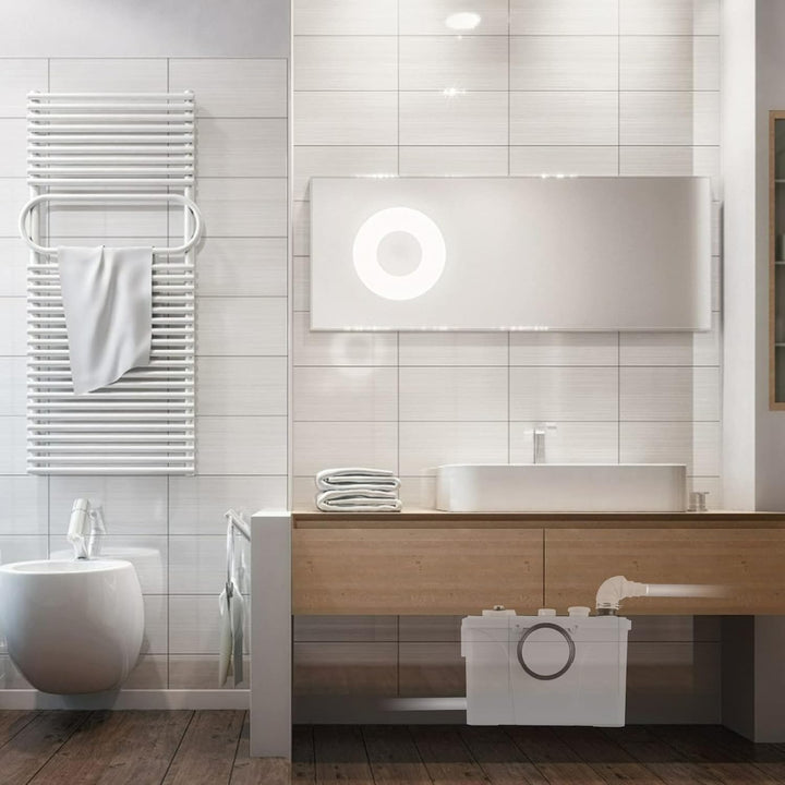 Ansobea 700W Hebeanlage Dusche, 190 L/min Duschpumpe für WC Toiletten, Fäkalienpumpe mit 4 Einlässe,