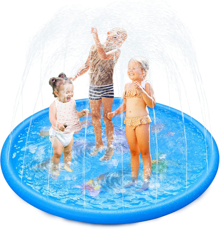 Anpro 170CM Splash Pad, Sprinkler Wasser-Spielmatte Splash Play Matte mit 15 Anti-Rutsch-Streifen, S
