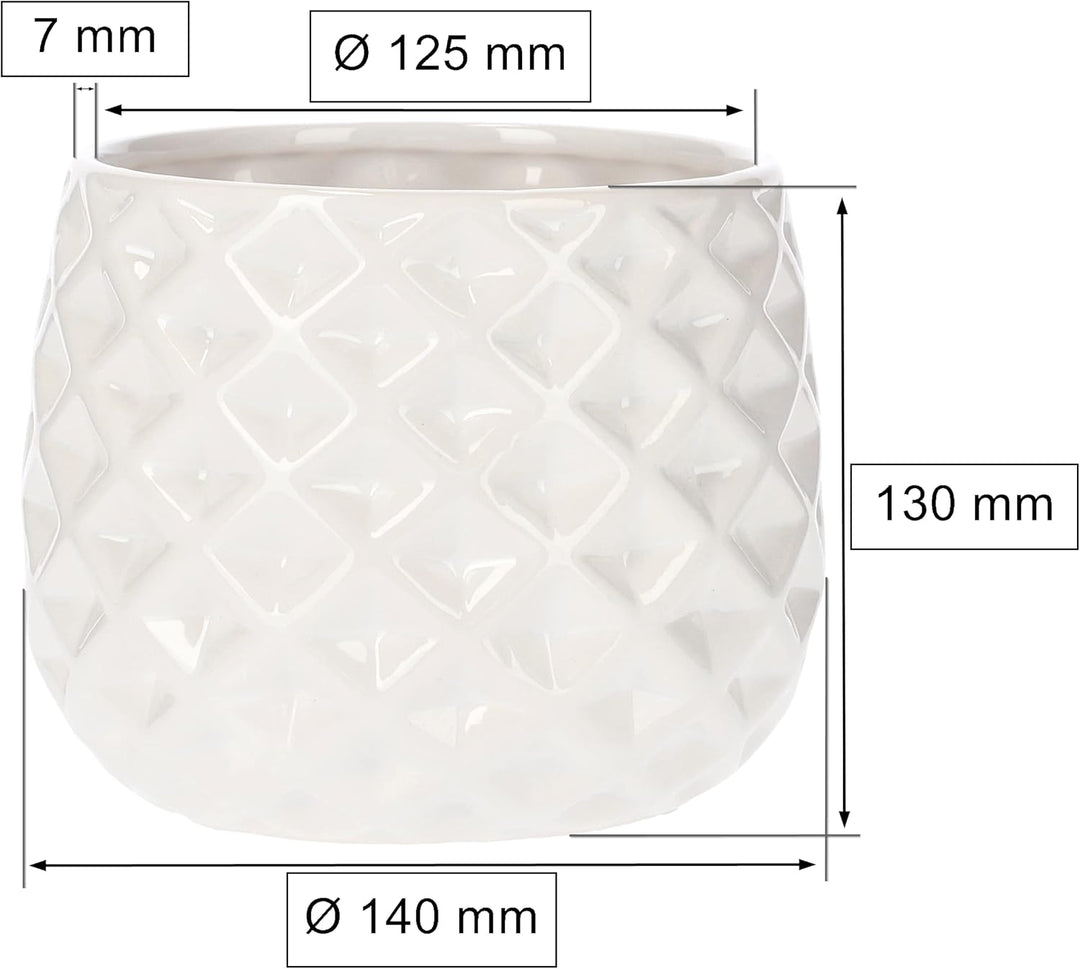 KOTARBAU® 2er Set Keramik-Blumentopf Übertopf Ø 13 cm für Blumen Pflanzen Weiss, Weiß