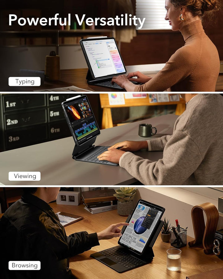 ESR iPad Pro 13 Zoll (M4, 2024) Hülle mit Tastatur, Tastaturhülle mit Einzustellendem Magnetständer,