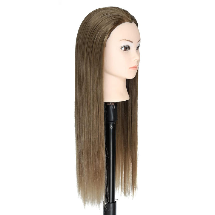 Trainingskopf für Frisöre, 68,5 cm, Mannequin zum frisieren, mit synthetischem Haar und Tischklemme