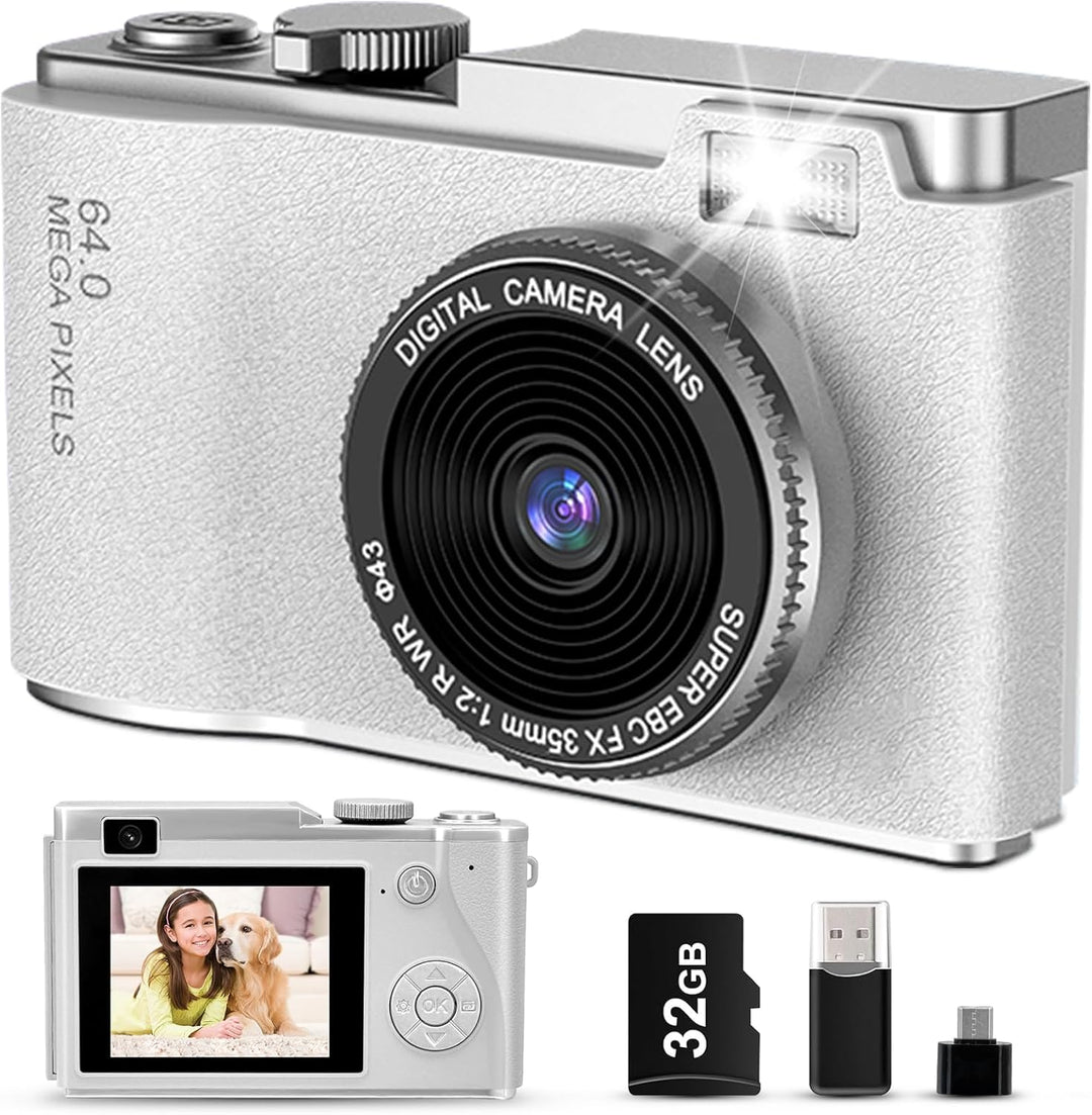 AKOFIC Kinderkamera, 2,4 Zoll 1080P HD Bildschirm Kamera Kinder mit 32GB Karte, Selfie Digitalkamera