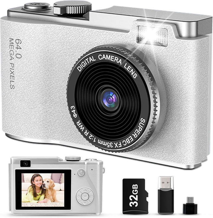 AKOFIC Kinderkamera, 2,4 Zoll 1080P HD Bildschirm Kamera Kinder mit 32GB Karte, Selfie Digitalkamera