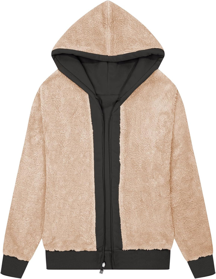 LLdress Sweatjacke Damen Fleecejacke mit Kapuze Hoodie für Frau Basic Kapuzenjacke mit Reissverschlu